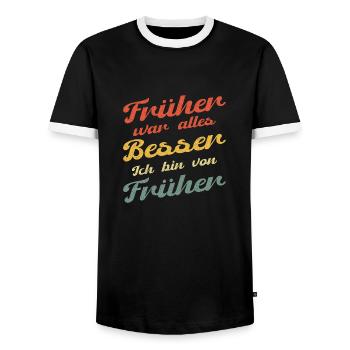 Früher war alles besser vintage retro - Männer Kontrast-T-Shirt - Schwarz/Weiß - Vorne - AI Model Female 172 light (172cm) & AI Model Male 178 light (178cm)
