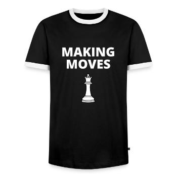 Chess Saying Gift Checkmate Queens Gambit - T-shirt contrasté Homme - noir/blanc - Devant - AI Model Female 172 light (172cm) & AI Model Male 178 light (178cm)