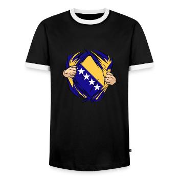 Proud Bosnian Bosniaks Bosnia Herzegovina - Men's Ringer Shirt - black/white - Front - AI Model Female 172 light (172cm) & AI Model Male 178 light (178cm)