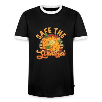 Safe the Schnitzel - Männer Kontrast-T-Shirt - Schwarz/Weiß - Vorne - AI Model Female 172 light (172cm) & AI Model Male 178 light (178cm)