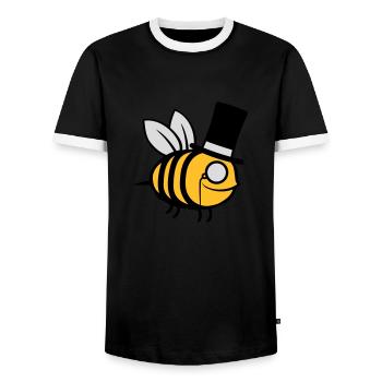 Sir Bee Top Hat - Men's Ringer Shirt - black/white - Front - AI Model Female 172 light (172cm) & AI Model Male 178 light (178cm)