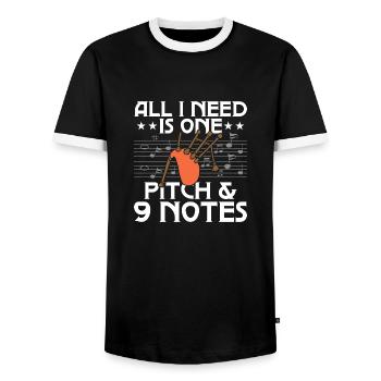 All I Need Is One Pitch & 9 Notes Bagpipe Bagpiper - Men's Ringer Shirt - black/white - Front - AI Model Female 172 light (172cm) & AI Model Male 178 light (178cm)