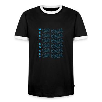 côte ouest big wave Surfing Session Surfer Funny - T-shirt contrasté Homme - noir/blanc - Devant - AI Model Female 172 light (172cm) & AI Model Male 178 light (178cm)