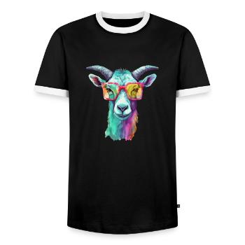 Biki die Ziege - Männer Kontrast-T-Shirt - Schwarz/Weiß - Vorne - AI Model Female 172 light (172cm) & AI Model Male 178 light (178cm)