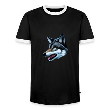 Wolf - Men's Ringer Shirt - black/white - Front - AI Model Female 172 light (172cm) & AI Model Male 178 light (178cm)