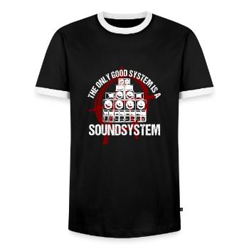 Le seul bon système est un système de sonorisation - T-shirt contrasté Homme - noir/blanc - Devant - AI Model Female 172 light (172cm) & AI Model Male 178 light (178cm)