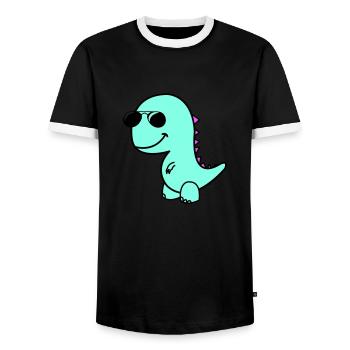 cool dino - Männer Kontrast-T-Shirt - Schwarz/Weiß - Vorne - AI Model Female 172 light (172cm) & AI Model Male 178 light (178cm)