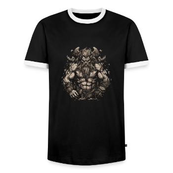 Nordic scandinavia retro viking mystical mythology - Men's Ringer Shirt - black/white - Front - AI Model Female 172 light (172cm) & AI Model Male 178 light (178cm)