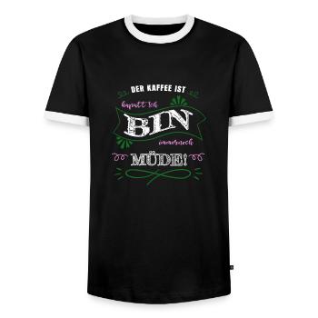 koffein bday ich liebe kaffee baristia weihnachten - Männer Kontrast-T-Shirt - Schwarz/Weiß - Vorne - AI Model Female 172 light (172cm) & AI Model Male 178 light (178cm)