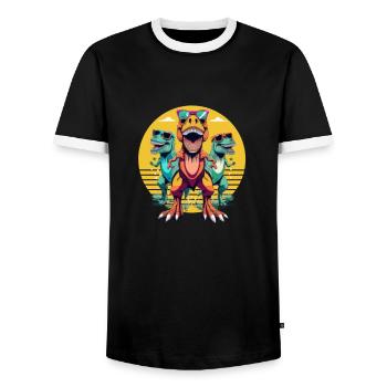 Screaming dinosaurs - Men's Ringer Shirt - black/white - Front - AI Model Female 172 light (172cm) & AI Model Male 178 light (178cm)
