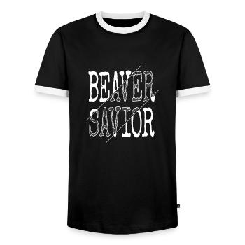 dads against daughters dating tshirts dabar - Men's Ringer Shirt - black/white - Front - AI Model Female 172 light (172cm) & AI Model Male 178 light (178cm)