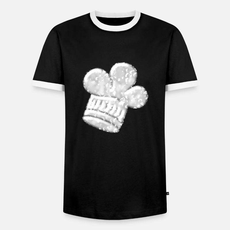Chef's hat batik hat - Men's Ringer Shirt - black/white