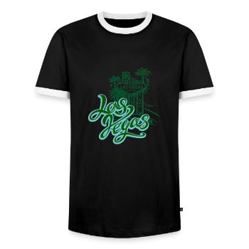 Las Vegas États-Unis Amérique Californie Patriot Travel - T-shirt contrasté Homme - noir/blanc - Devant - AI Model Female 172 light (172cm) & AI Model Male 178 light (178cm)