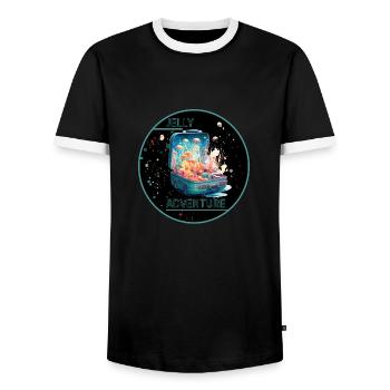 Jelly Adventure - imprimé méduse tendance - T-shirt contrasté Homme - noir/blanc - Devant - AI Model Female 172 light (172cm) & AI Model Male 178 light (178cm)