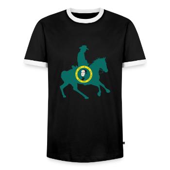 Flagge des Bundesstaates Washington Cowboy - Männer Kontrast-T-Shirt - Schwarz/Weiß - Vorne - AI Model Female 172 light (172cm) & AI Model Male 178 light (178cm)