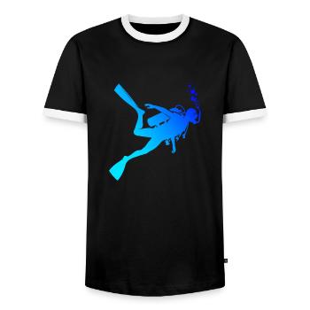 Diving Diver Diving Diver Men Free Dive - Men's Ringer Shirt - black/white - Front - AI Model Female 172 light (172cm) & AI Model Male 178 light (178cm)