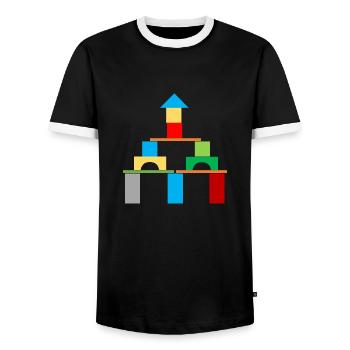 Bauklötze Haus Schloss - Männer Kontrast-T-Shirt - Schwarz/Weiß - Vorne - AI Model Female 172 light (172cm) & AI Model Male 178 light (178cm)