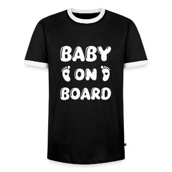 Bébé à bord Baby Feet - T-shirt contrasté Homme - noir/blanc - Devant - AI Model Female 172 light (172cm) & AI Model Male 178 light (178cm)