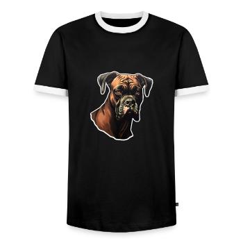 Boxer Kopf - Männer Kontrast-T-Shirt - Schwarz/Weiß - Vorne - AI Model Female 172 light (172cm) & AI Model Male 178 light (178cm)