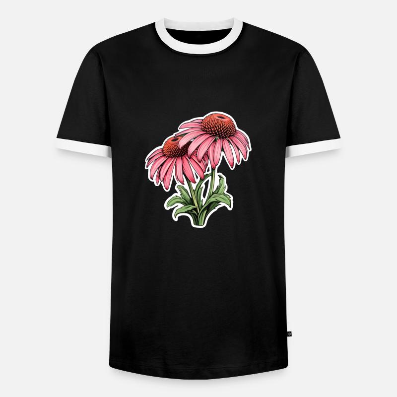 Echinacea 2 Blüten - Männer Kontrast-T-Shirt - Schwarz/Weiß