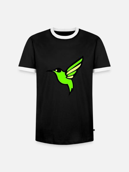 kolibri vogel silhouette - Männer Kontrast-T-Shirt - Schwarz/Weiß