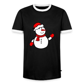 snowman - Men's Ringer Shirt - black/white - Front - AI Model Female 172 light (172cm) & AI Model Male 178 light (178cm)