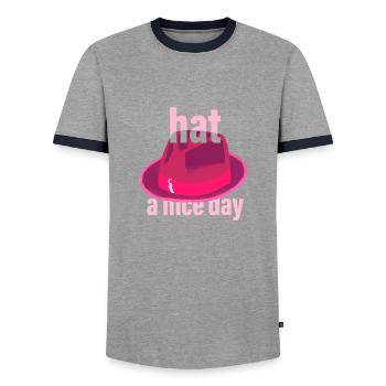 Hat a Nice Day - Men's Ringer Shirt - grey/navy  - Front - AI Model Female 172 light (172cm) & AI Model Male 178 light (178cm)