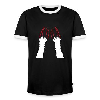Katzen Klauen Pfote Tatzen Kralle Kratzer Streifen - Männer Kontrast-T-Shirt - Schwarz/Weiß - Vorne - AI Model Female 172 light (172cm) & AI Model Male 178 light (178cm)
