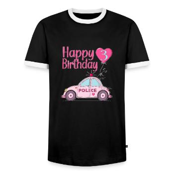 Joyeux anniversaire 3 Police Rose - T-shirt contrasté Homme - noir/blanc - Devant - AI Model Female 172 light (172cm) & AI Model Male 178 light (178cm)
