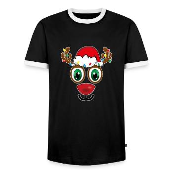 11883 Rentier leichtes Kind - Männer Kontrast-T-Shirt - Schwarz/Weiß - Vorne - AI Model Female 172 light (172cm) & AI Model Male 178 light (178cm)