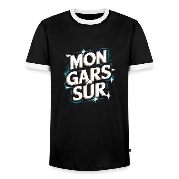 Mon gars sûr - T-shirt contrasté Homme - noir/blanc - Devant - AI Model Female 172 light (172cm) & AI Model Male 178 light (178cm)