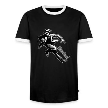 Messieurs des années 1930 - Design à l’ancienne - T-shirt contrasté Homme - noir/blanc - Devant - AI Model Female 172 light (172cm) & AI Model Male 178 light (178cm)