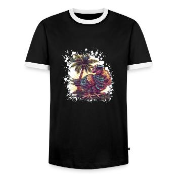 Truthan Insel Palme - Männer Kontrast-T-Shirt - Schwarz/Weiß - Vorne - AI Model Female 172 light (172cm) & AI Model Male 178 light (178cm)