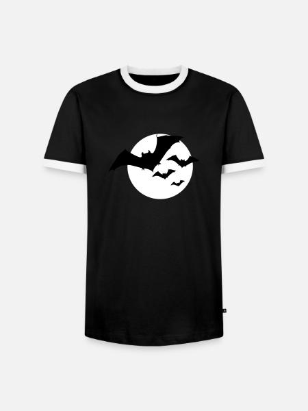 Bat Swarm Moon Halloween 2c - Herre kontrast-T-shirt - sort/hvid