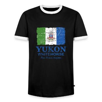 Yukon Flag - Canada - Vintage Look - T-shirt contrasté Homme - noir/blanc - Devant - AI Model Female 172 light (172cm) & AI Model Male 178 light (178cm)