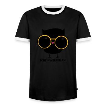Eule mit Brille (b) - Männer Kontrast-T-Shirt - Schwarz/Weiß - Vorne - AI Model Female 172 light (172cm) & AI Model Male 178 light (178cm)