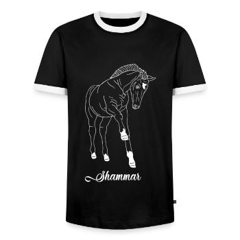 Trakehner Shammar - Männer Kontrast-T-Shirt - Schwarz/Weiß - Vorne - AI Model Female 172 light (172cm) & AI Model Male 178 light (178cm)