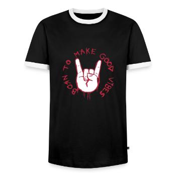good vibes (metalhand) - T-shirt contrasté Homme - noir/blanc - Devant - AI Model Female 172 light (172cm) & AI Model Male 178 light (178cm)