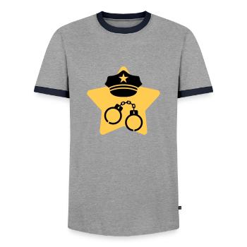 Police Officer Policeman Cop Policier Polizei - Men's Ringer Shirt - grey/navy  - Front - AI Model Female 172 light (172cm) & AI Model Male 178 light (178cm)