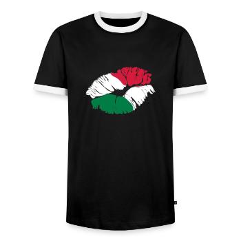 bisou italien - T-shirt contrasté Homme - noir/blanc - Devant - AI Model Female 172 light (172cm) & AI Model Male 178 light (178cm)
