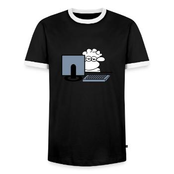 moutons informatique - T-shirt contrasté Homme - noir/blanc - Devant - AI Model Female 172 light (172cm) & AI Model Male 178 light (178cm)