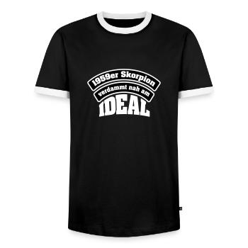 1959 / Geburtstag / November / Skorpion - Männer Kontrast-T-Shirt - Schwarz/Weiß - Vorne - AI Model Female 172 light (172cm) & AI Model Male 178 light (178cm)