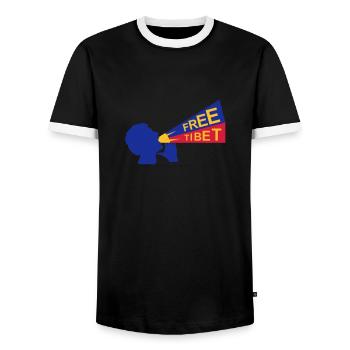 free tibet - Men's Ringer Shirt - black/white - Front - AI Model Female 172 light (172cm) & AI Model Male 178 light (178cm)