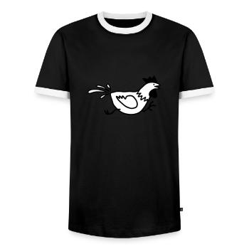 Rennender Hahn - V2 - Männer Kontrast-T-Shirt - Schwarz/Weiß - Vorne - AI Model Female 172 light (172cm) & AI Model Male 178 light (178cm)