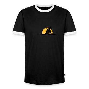 Schiffe - Segelboot Sonne - Männer Kontrast-T-Shirt - Schwarz/Weiß - Vorne - AI Model Female 172 light (172cm) & AI Model Male 178 light (178cm)