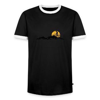 Sport - Radfahrer Berge - Männer Kontrast-T-Shirt - Schwarz/Weiß - Vorne - AI Model Female 172 light (172cm) & AI Model Male 178 light (178cm)