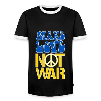 Make Love Not War | Ukraine Peace is the only way - Männer Kontrast-T-Shirt - Schwarz/Weiß - Vorne - AI Model Female 172 light (172cm) & AI Model Male 178 light (178cm)