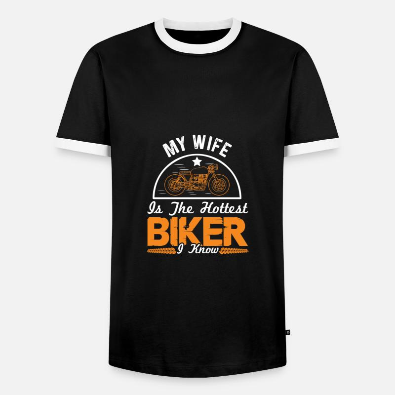motorrad ehefrau spruch - Männer Kontrast-T-Shirt - Schwarz/Weiß