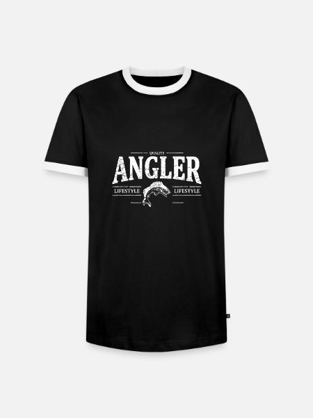 Angler - Männer Kontrast-T-Shirt - Schwarz/Weiß