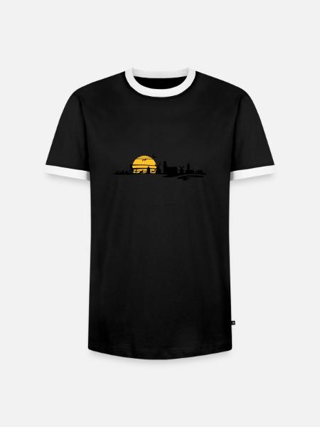Skyline - Föhr - Männer Kontrast-T-Shirt - Schwarz/Weiß